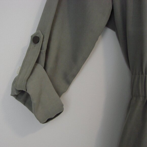 Duster Trench Coat Utility Olive Green Waterfall Front Flowy Size XS Small - Picture 15 of 16